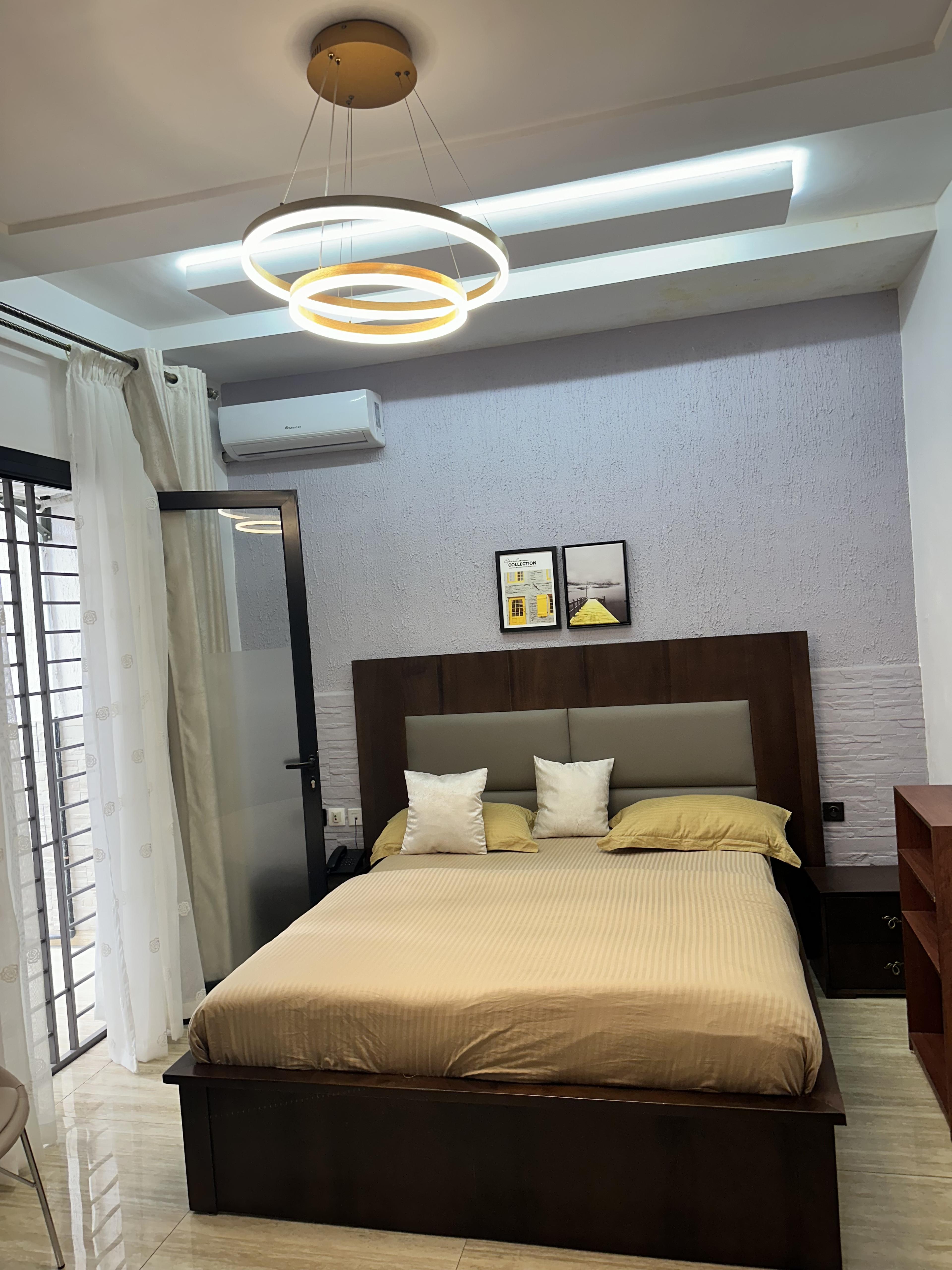 Bedroom view with refined materials